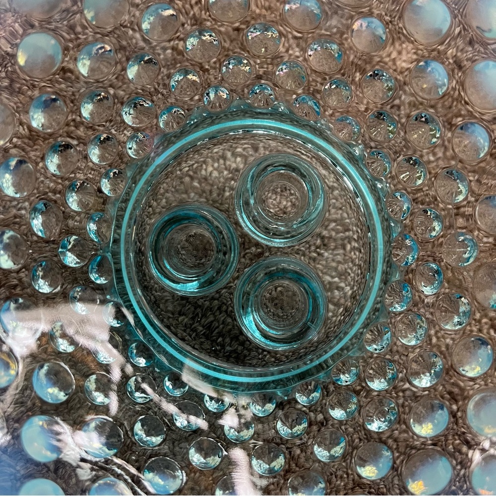 Fenton Blue Opalescent Hobnail Epergne - Picture 7 of 16